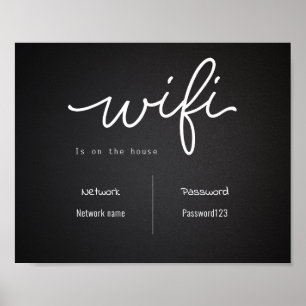 Black & White Wifi Password and Network Sign