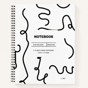 Black & White Wiggle Line Notebook Design