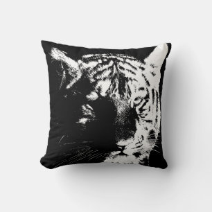 Black & White Wild Tiger Eyes Pop Art Cushion