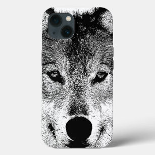 Black & White Wild Wolf Eyes iPhone 13 Case