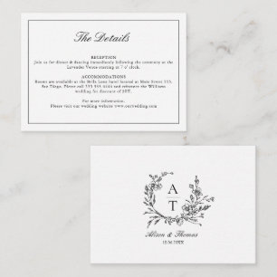 Black & White Wildflower Monogram Details Card
