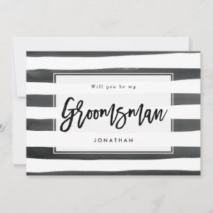 black white will you be my groomsman proposal card