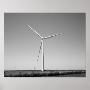 Black & White Wind Turbine in Oklahoma 16x20 Poster