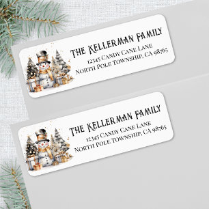 Black White Winter Christmas Return Address Label