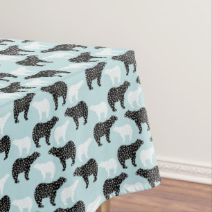 Black White Winter Forest Bear Tablecloth