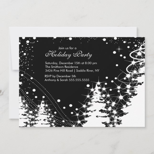 Black & White Winter Holiday Party Invitation (Front)