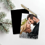 Black White Winter Snowflakes Christmas Photo<br><div class="desc">Black and White Winter Snowflakes Christmas Photo Christmas Cards featuring your photo and a sweet frame of whimsical white snowflakes. The back is a chic black,  but can be changed. Please contact us at cedarandstring@gmail.com if you need assistance with the design or matching products.</div>