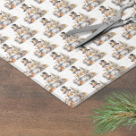 Black White Winter Snowman Christmas Tissue Paper<br><div class="desc">Wrap your gifts in festive cheer with this charming snowman-themed holiday tissue paper. The repeating pattern features a black and white watercolor snowman wearing a cute top hat and a golden scarf, surrounded by delicate gold accents. At the base of the design, you'll find whimsical trees and wrapped presents nestled...</div>