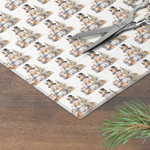 Black White Winter Snowman Christmas Tissue Paper