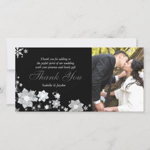 Black & White Winter Wedding Thank You Photo Card