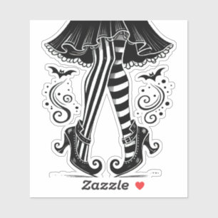 Black & White Witch Legs Whimsical Halloween Party