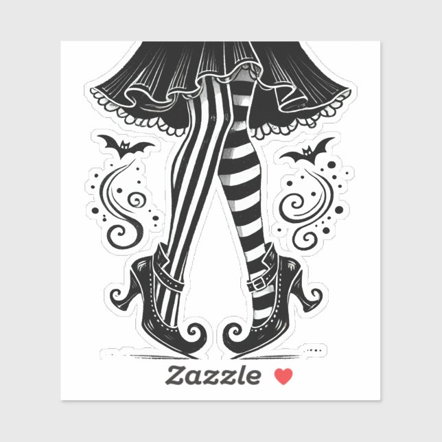 Black & White Witch Legs Whimsical Halloween Party (Sheet)