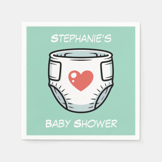 Black & White with a Red Heart Baby Diaper Napkin (Front)