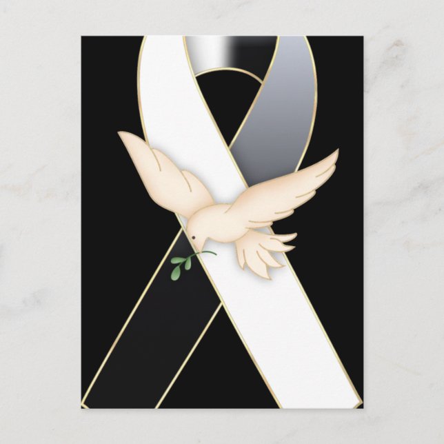 Black & White with Dove Ribbon Awareness Postcards (Front)