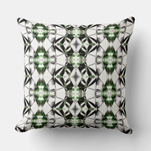 Black & White with green, rapport of virtual lines Cushion