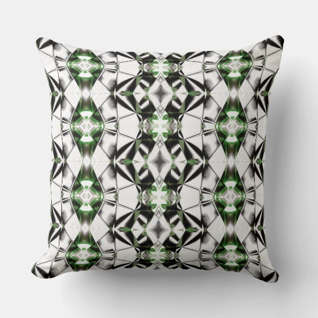 Black & White with green, rapport of virtual lines Cushion (Front)