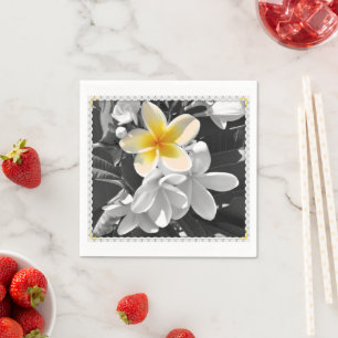 Black White With One Yellow Frangipani, Napkins