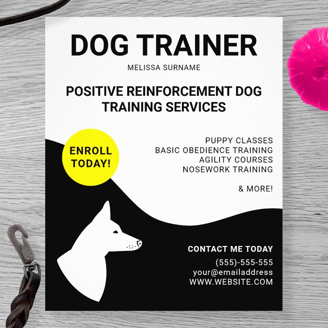 Black & White With Yellow Dog Design - Dog Trainer Flyer (Creator Uploaded)