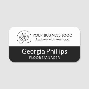 Black & White With Your Business Logo Name Tag
