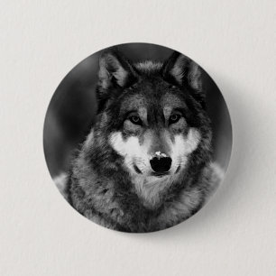Black & White Wolf 6 Cm Round Badge