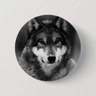 Black & White Wolf 6 Cm Round Badge