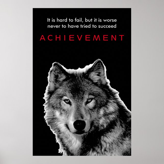Black & White Wolf Achievement Poster (Front)