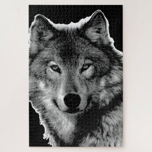 Black & White Wolf Artwork Animal Art Jigsaw Puzzle