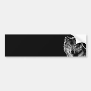 Black & White Wolf Artwork Bumper Sticker