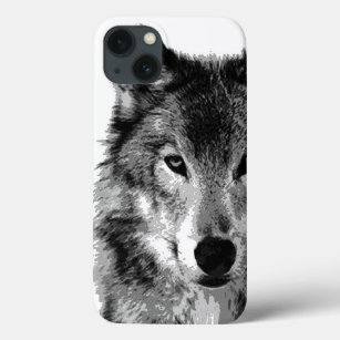 Black & White Wolf Artwork iPhone 13 Case