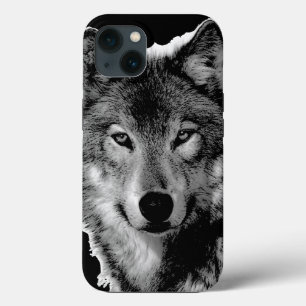 Black & White Wolf Artwork iPhone 13 Case