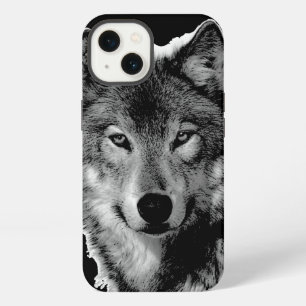 Black & White Wolf Artwork iPhone 13 Case