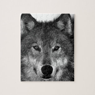 Black & White Wolf Artwork Jigsaw Puzzle