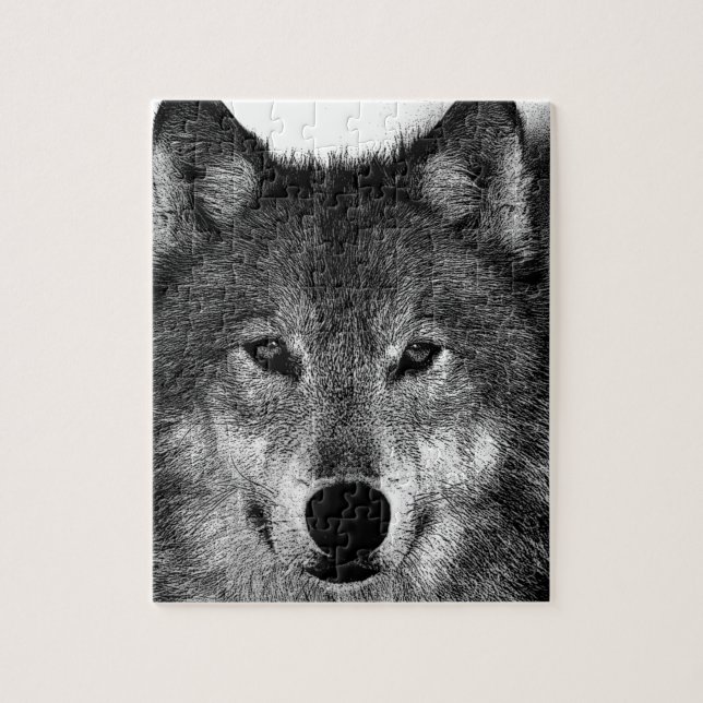 Black & White Wolf Artwork Jigsaw Puzzle (Vertical)