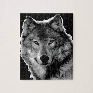 Black & White Wolf Artwork Jigsaw Puzzle