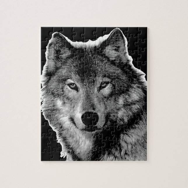 Black & White Wolf Artwork Jigsaw Puzzle (Vertical)