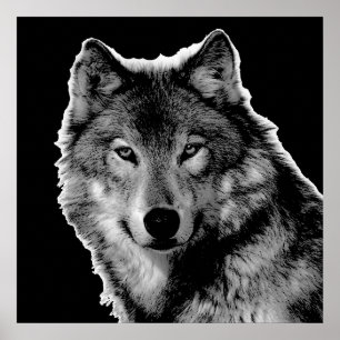 Black & White Wolf Artwork Poster