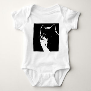 Black & White Wolf Baby Bodysuit