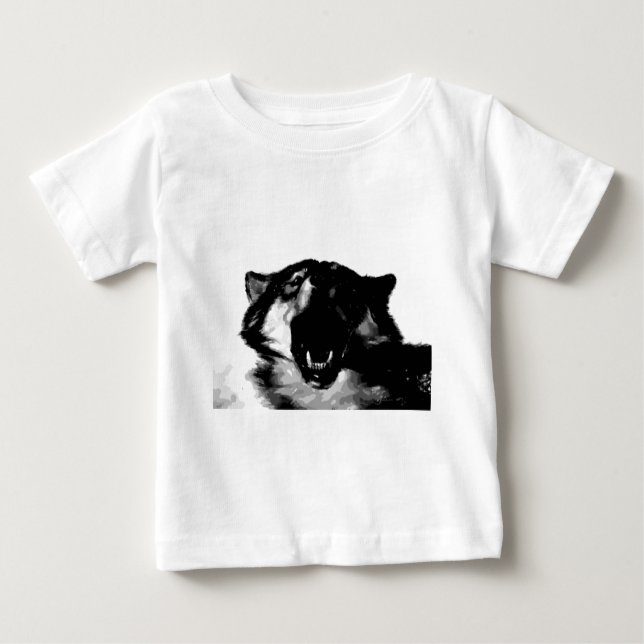 Black & White Wolf Baby T-Shirt (Front)