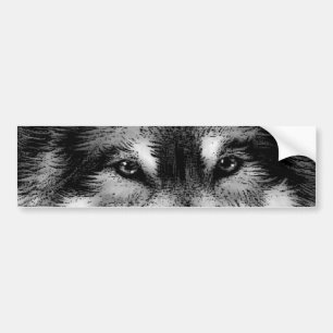 Black & White Wolf Bumper Sticker
