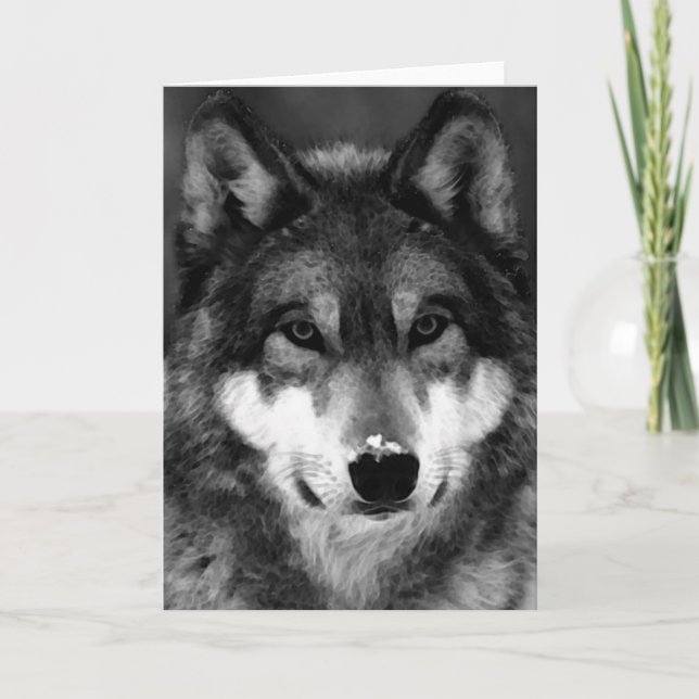Black & White Wolf Card (Front)