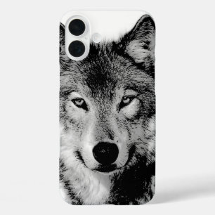 Black & White Wolf iPhone 16 Plus Case