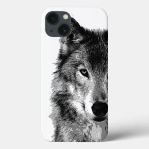 Black & White Wolf iPhone 13 Case