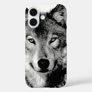 Black & White Wolf iPhone 16 Case