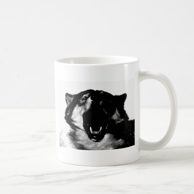 Black & White Wolf Coffee Mug (Right)