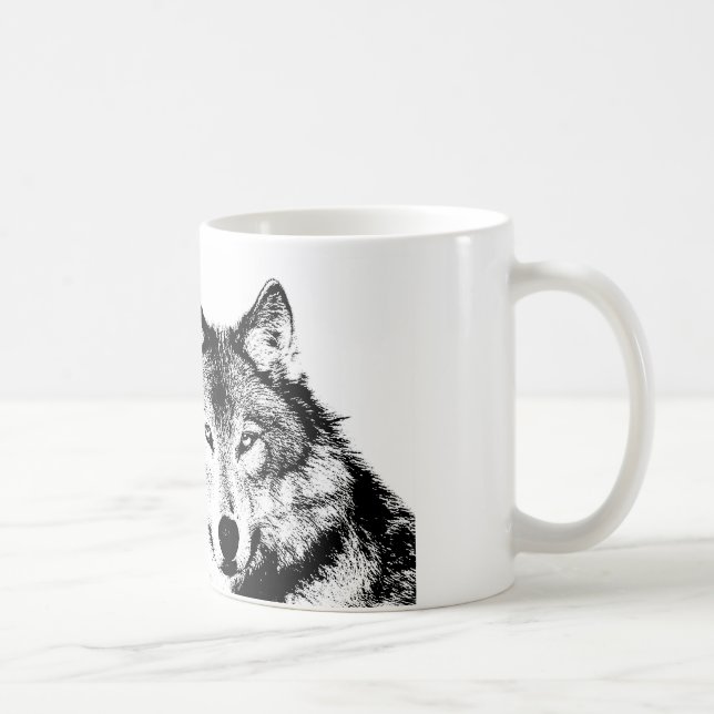 Black & White Wolf Coffee Mug (Right)