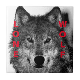 Black & White Wolf Eye Artwork Ceramic Tile