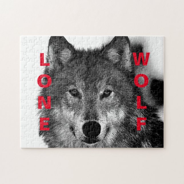 Black & White Wolf Eye Artwork Jigsaw Puzzle (Horizontal)