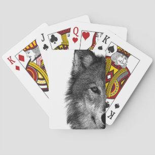 Black & White Wolf Eye Artwork Playing Cards