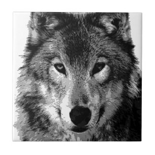 Black & White Wolf Eyes Ceramic Tile