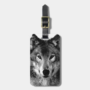 Black & White Wolf Eyes Luggage Tags
